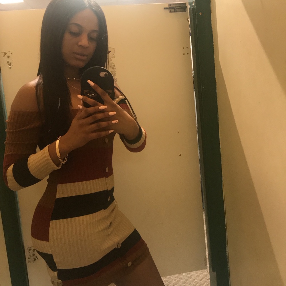 Off the shoulder button dress